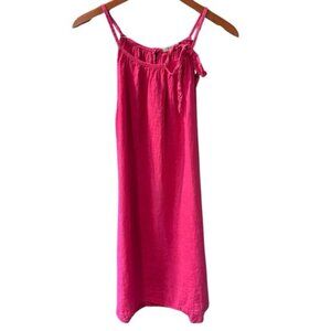 Lungo L'Arno Women M Medium 100% Linen Shift Mini Dress Hot Pink Italy